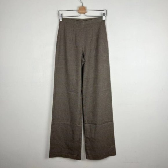 Gai Mattiolo Brown Plaid High Waited Wide Leg Trouser Pants Size IT 42 US 6 - Picture 1 of 8